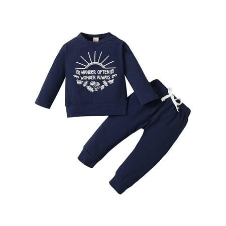 Canrulo Toddler Kids Baby Boy Girl Clothes Long Sleeve Sweatshirts Tops and Pants 2 Piece Fall Outfits Navy Blue 18-24 Months
Canrulo Toddler Kids Baby Boy Girl Clothes Long Sleeve Sweatshirts Tops and Pants 2 Piece Fall Outfits Navy Blue 18-24 Months