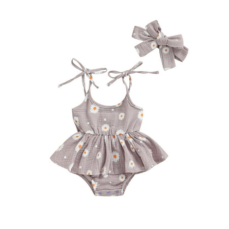 Toddler Baby Girls Tie-up Daisy Print Spaghetti Strap Romper Bodysuit Headband Summer Outfits Purple 18-24 Months
Toddler Baby Girls Tie-up Daisy Print Spaghetti Strap Romper Bodysuit Headband Summer Outfits Purple 18-24 Months
