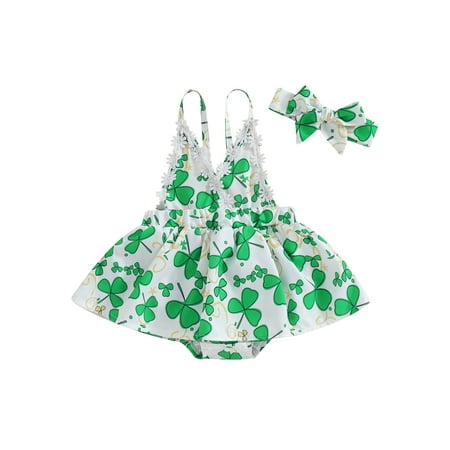 Bslissey Baby Girls Ireland Festival Clothes Shamrock Print Sleeveless Romper Dress + Bowknot Headband 3M 6M 9M 12M 18M Infant Casual Cute Daily Bodysuit Dress
Bslissey Baby Girls Ireland Festival Clothes Shamrock Print Sleeveless Romper Dress + Bowknot Headband 3M 6M 9M 12M 18M Infant Casual Cute Daily Bodysuit Dress
