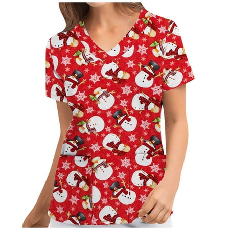 Xutthjh Women Scrubs Top Fashion Merry Christmas Printed Short Sleeve V-Neck Working Uniform Top Nurses Clothing Blouse Shirt
Xutthjh Women Scrubs Top Fashion Merry Christmas Printed Short Sleeve V-Neck Working Uniform Top Nurses Clothing Blouse Shirt