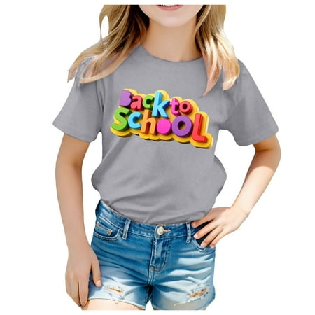 FANDANIV Girls T Shirts Summer Cute Kids Schools Season Back To School Printed Short Sleeve Basic Tees Casual Blouse
FANDANIV Girls T Shirts Summer Cute Kids Schools Season Back To School Printed Short Sleeve Basic Tees Casual Blouse