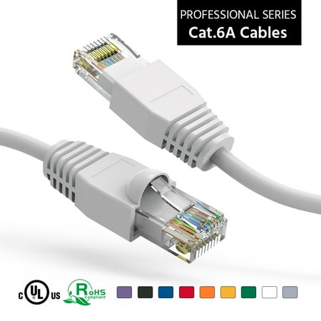 ACCL 20Ft Cat6A UTP Ethernet Network Booted Cable White 3 Pack