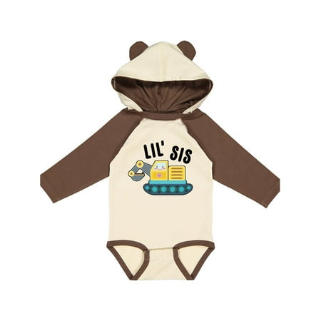 Inktastic Lil Sis in with Bulldozer Gift Baby Girl Long Sleeve Bodysuit