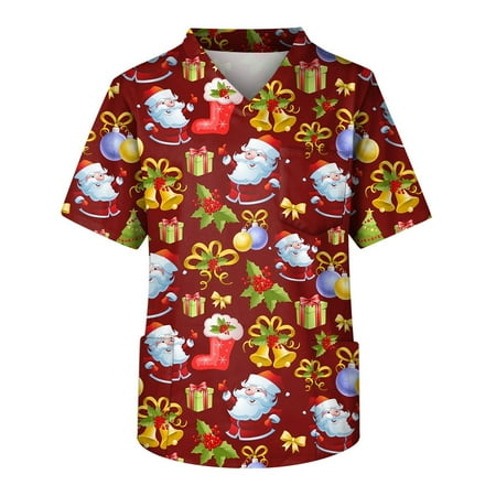 Ovticza Christmas Scrubs for Women Print with Pockets Xmas V Neck Short Sleeve Nursing Uniform Plus Size Women Christmas Top Scrubs Wine XL
Ovticza Christmas Scrubs for Women Print with Pockets Xmas V Neck Short Sleeve Nursing Uniform Plus Size Women Christmas Top Scrubs Wine XL