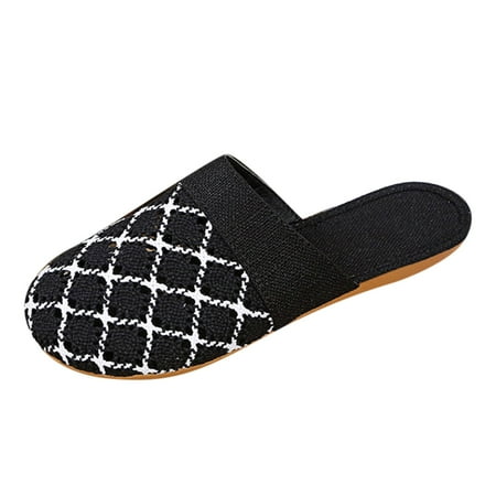 ZHAGHMIN Knitted Plaid Flat Sandals Slippers for Women Fashion Breathable Hollow Casual Slides Soft Sole Closed Toe Sandals for Women Black Size8
ZHAGHMIN Knitted Plaid Flat Sandals Slippers for Women Fashion Breathable Hollow Casual Slides Soft Sole Closed Toe Sandals for Women Black Size8