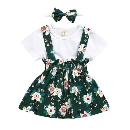 TheFound Toddler Baby Girls Summer Outfit Short Sleeve T-Shirt Top Floral Suspender Skirt with Headband Set
TheFound Toddler Baby Girls Summer Outfit Short Sleeve T-Shirt Top Floral Suspender Skirt with Headband Set