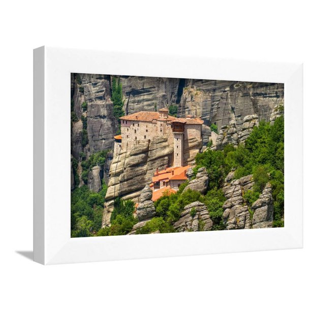 The Holy Monastery of Rousanou (St. Barbara) at Meteora, Trikala Region in Greece Framed Print Wall Art By mazzzur