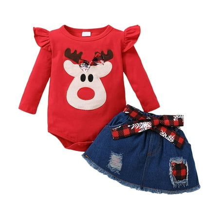 Girls Christmas Long Sleeve Cartoon Deer Prints Ruffles Romper Bodysuit Plaid Denim Skirt Two Piece Outfits Baby Band Outfits Toddler Girl And Mommy Matching Clothes Baby Girl Clothes Size 3 Months
Girls Christmas Long Sleeve Cartoon Deer Prints Ruffles Romper Bodysuit Plaid Denim Skirt Two Piece Outfits Baby Band Outfits Toddler Girl And Mommy Matching Clothes Baby Girl Clothes Size 3 Months