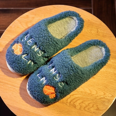 Wefuesd Winter Couples Men Warm Home Baotou Plush Soft Bottom Comfortable Color Matching Flat Cotton Mop House Slippers Mens Slippers Dark blue 45
Wefuesd Winter Couples Men Warm Home Baotou Plush Soft Bottom Comfortable Color Matching Flat Cotton Mop House Slippers Mens Slippers Dark blue 45