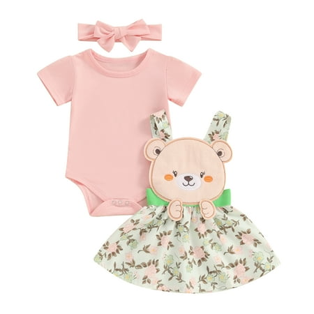 Musuos Baby Girl Spring 2Pcs Outfit 3 6 12 18M Cap Sleeve Romper with Bear Embroidery Floral Print Overall Dress and Headband
Musuos Baby Girl Spring 2Pcs Outfit 3 6 12 18M Cap Sleeve Romper with Bear Embroidery Floral Print Overall Dress and Headband