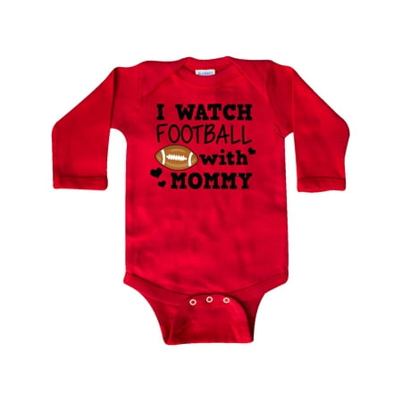 Inktastic I Watch Football with My Mommy Gift Baby Boy Long Sleeve Bodysuit