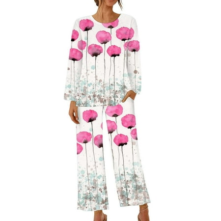 qolati Womens 2 Piece Pajama Sets Floral Print Long Sleeve Tops with Wide Legs Pants Sleepwear Matching Outfits Comfortable Soft Loungewear Pjs Suits
qolati Womens 2 Piece Pajama Sets Floral Print Long Sleeve Tops with Wide Legs Pants Sleepwear Matching Outfits Comfortable Soft Loungewear Pjs Suits