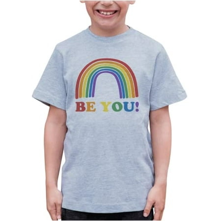7 ate 9 Apparel Kids Pride Shirts - Be You! Rainbow Grey T-Shirt 3T