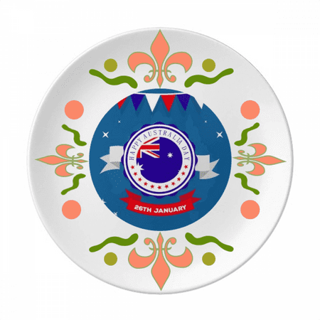 Australia Flavor Happy Australia Day Flag Flower Ceramics Plate Tableware Dinner Dish