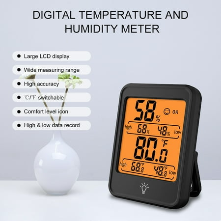 KKmoon Digital Hygrometer Thermometer Indoor Temperature and Humidity Gauge Monitor Meter with Large LCD Display for Home Bedroom Office Greenhouse
KKmoon Digital Hygrometer Thermometer Indoor Temperature and Humidity Gauge Monitor Meter with Large LCD Display for Home Bedroom Office Greenhouse