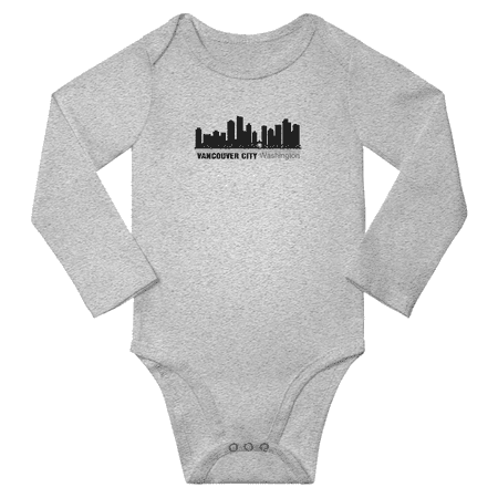 

Vancouver City Washington Silhouette Cute Baby Long Sleeve Bodysuit Boy Girl Unisex Clothes (Gray 6-12M)