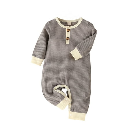Fiomva Toddlers Jumpsuit Splicing Color Henley Neck Long Sleeves Knitted Rompers with Buttons
Fiomva Toddlers Jumpsuit Splicing Color Henley Neck Long Sleeves Knitted Rompers with Buttons