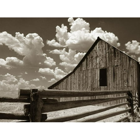 Fence and Barn Country Architecture Sepia Photography Print Wall Art By Aaron Horowitz