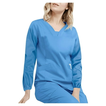 TAIAOJING Scrubs for Women Long Sleeve V-Neck Pocket Care Workers T-Shirt With Pocket Solid Color Tops
TAIAOJING Scrubs for Women Long Sleeve V-Neck Pocket Care Workers T-Shirt With Pocket Solid Color Tops