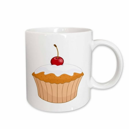 3dRose Huge Vanilla Cupcake With Cherry On Top Ceramic Mug 15-ounce