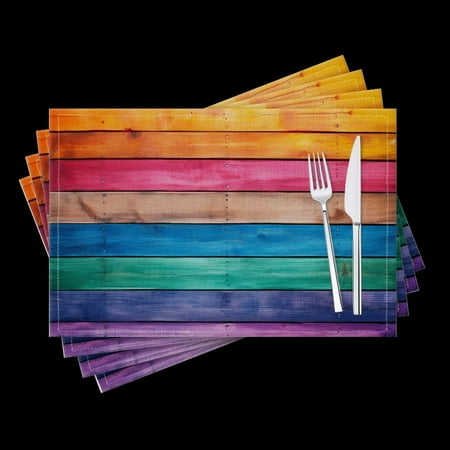 BaHomeck placemats Set of 4 Rainbow-Colored Wooden Wall Cotton Linen rectangle Placemats for Kitchen Dining Table Indoor Outdoor 18*12inch
BaHomeck placemats Set of 4 Rainbow-Colored Wooden Wall Cotton Linen rectangle Placemats for Kitchen Dining Table Indoor Outdoor 18*12inch