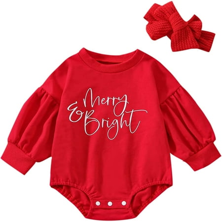 PIKADINGNIS Newborn Baby Girls Christmas Outfits Letter Print Puff Sleeve Sweatshirt Romper Oversized Fall Clothes with Headband
PIKADINGNIS Newborn Baby Girls Christmas Outfits Letter Print Puff Sleeve Sweatshirt Romper Oversized Fall Clothes with Headband