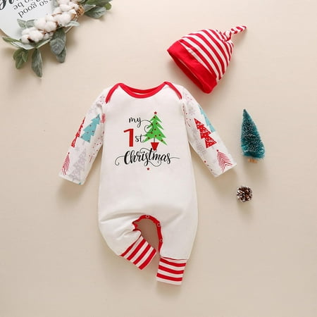 Leutsin Newborn Christmas Clothes Baby Boys Girls Striped Romper Long Sleeve Tree Pants Jumpsuit With Hat Set
Leutsin Newborn Christmas Clothes Baby Boys Girls Striped Romper Long Sleeve Tree Pants Jumpsuit With Hat Set