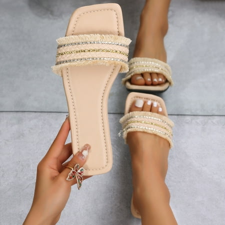 〖Yilirongyumm〗 Khaki 37 Sandals Women Flat Beaded Fringe Slippers Square Headband Beach Sandals Fairy Fashion Slippers Flat Open Toe Slippers Summer Slippers
〖Yilirongyumm〗 Khaki 37 Sandals Women Flat Beaded Fringe Slippers Square Headband Beach Sandals Fairy Fashion Slippers Flat Open Toe Slippers Summer Slippers