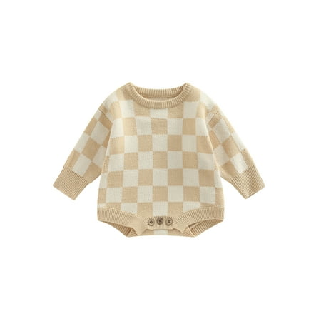 Toddler Baby Boy Girl Knitted Plaid Rompers Newborn Infant Casual Long Sleeve Short Crotch Button Jumpsuit Fall Spring Knitwear
Toddler Baby Boy Girl Knitted Plaid Rompers Newborn Infant Casual Long Sleeve Short Crotch Button Jumpsuit Fall Spring Knitwear