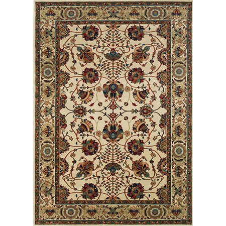Moretti Wesley Area Rugs - 431O3 Traditional Oriental Ivory Persian Vines Leaves Border Rug