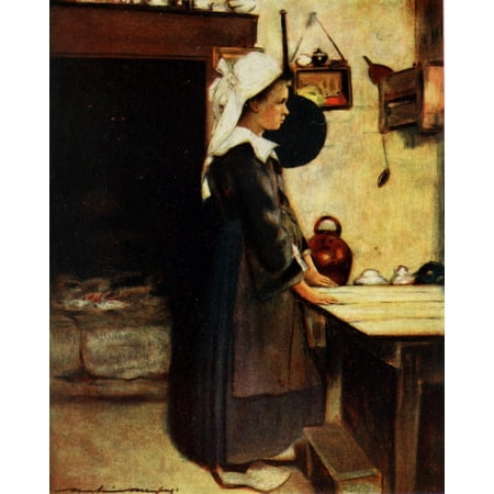 Brittany 1912 The little housewife Stretched Canvas - Mortimer Menpes (18 x 24)
