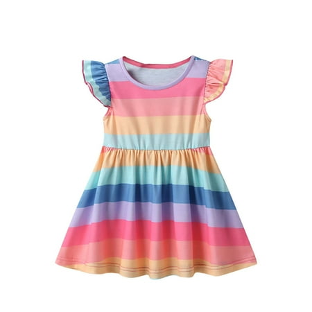 2023 Summer Savings Girls Dress PEZHADA Toddler Kids Baby Girls Summer Rainbow Striped Flying Sleeve Dress Multicolor 80
2023 Summer Savings Girls Dress PEZHADA Toddler Kids Baby Girls Summer Rainbow Striped Flying Sleeve Dress Multicolor 80