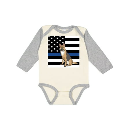 Inktastic Police K 9 Blue Line Flag Gift Baby Boy or Baby Girl Long Sleeve Bodysuit
