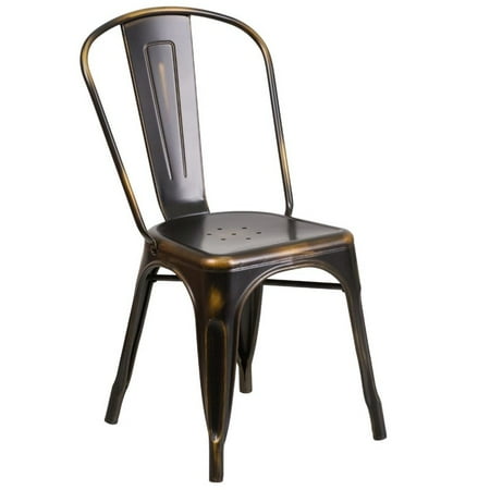 Bowery Hill Metal Dining Chair in Distressed Copper