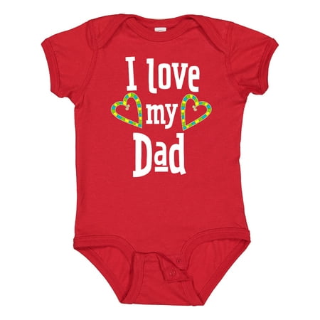 Inktastic I Love My Dad- Hearts Gift Baby Boy or Baby Girl Bodysuit
