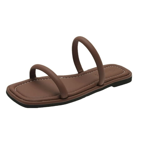 TUOBARR Flat Slippers for Women Womens Summer Fashion Flat Slippers Square-head Solid Color Casual Beach Slippers Brown
TUOBARR Flat Slippers for Women Womens Summer Fashion Flat Slippers Square-head Solid Color Casual Beach Slippers Brown