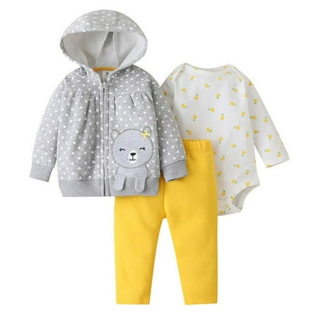 Elaydool Spring Autumnborn Baby Boys And Girls Clothing Set Infant Long Sleeve Rompers+Hooded Coat Outwear+Trousers 3Pcs Set 0-24M
Elaydool Spring Autumnborn Baby Boys And Girls Clothing Set Infant Long Sleeve Rompers+Hooded Coat Outwear+Trousers 3Pcs Set 0-24M
