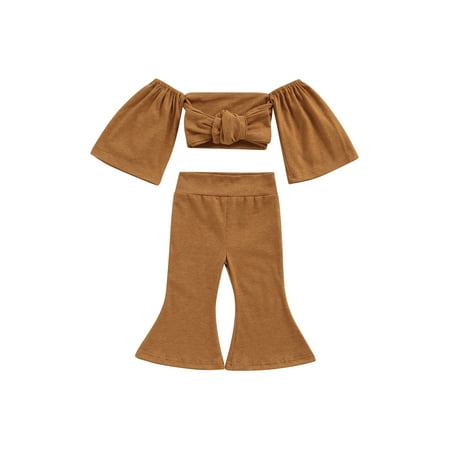 Bagilaanoe 2pcs Toddler Baby Girl Long Pants Set Tie-Up Off-Shoulder Crop Tops + Flare Trousers 6M 12M 18M 24M 3T 4T Kids Casual Outfits
Bagilaanoe 2pcs Toddler Baby Girl Long Pants Set Tie-Up Off-Shoulder Crop Tops + Flare Trousers 6M 12M 18M 24M 3T 4T Kids Casual Outfits