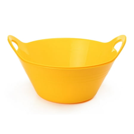 Mintra Home Plastic Bowls with Handles 2 Pack (Large Yellow)