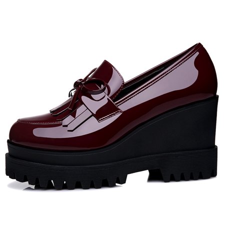 Women‘s Bowknot Platform Loafers Patent Leather Slip On Shoes Round Toe Walking Shoes
Women‘s Bowknot Platform Loafers Patent Leather Slip On Shoes Round Toe Walking Shoes