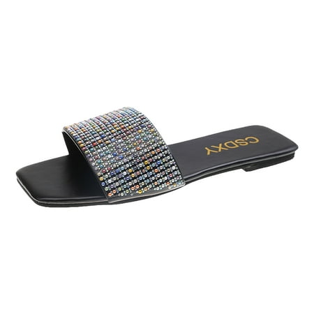Women s Flat Sandals Square Open Toe Slip On Slides Clearance New Retro Square Toe Flat Shoes Teen Girls Rhinestone Casual Flat Sandals Teen Girls Slippers Black 6
Women s Flat Sandals Square Open Toe Slip On Slides Clearance New Retro Square Toe Flat Shoes Teen Girls Rhinestone Casual Flat Sandals Teen Girls Slippers Black 6