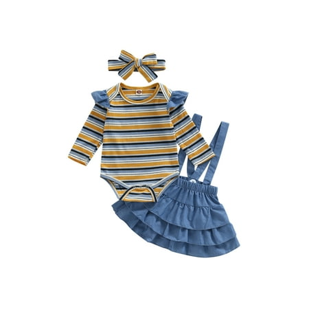 Musuos Baby Girl Long Sleeve Striped Romper Tops Suspender Tutu Skirt with Headband
Musuos Baby Girl Long Sleeve Striped Romper Tops Suspender Tutu Skirt with Headband
