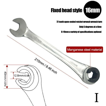 8-19mm Ratchet Spanner 72 Tooth Ratchet Combination Wrench End Spanner Open G6L8
8-19mm Ratchet Spanner 72 Tooth Ratchet Combination Wrench End Spanner Open G6L8