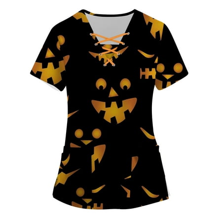 Womail Workwear for Women Clearance Print Scrub Tops Short Sleeve V-Neck Coveralls with Pockets
Womail Workwear for Women Clearance Print Scrub Tops Short Sleeve V-Neck Coveralls with Pockets
