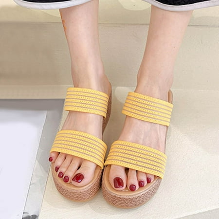 Cathalem Fashion Spring And Summer Women Sandals Wedge Heel Thick Sole Casual Solid Color Cloth Belt Platform Sandals Women Yellow 8
Cathalem Fashion Spring And Summer Women Sandals Wedge Heel Thick Sole Casual Solid Color Cloth Belt Platform Sandals Women Yellow 8