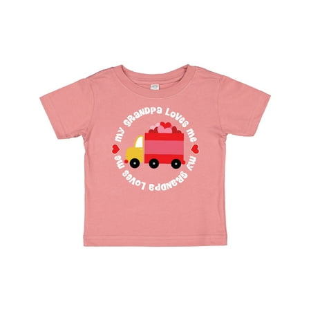 Inktastic Grandpa Loves Me Boys Valentine Truck Gift Baby Boy T-Shirt