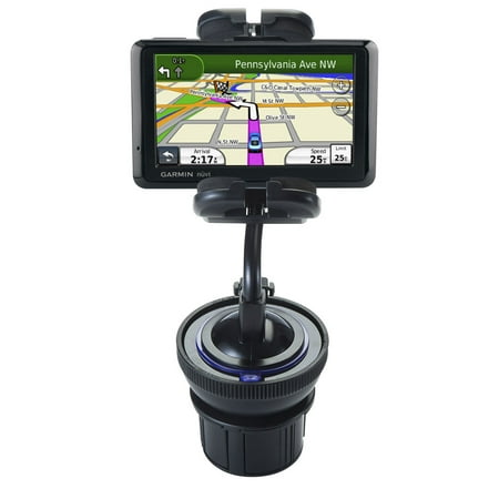 Unique Auto Cupholder and Suction Windshield Dual Purpose Mounting System for Garmin Nuvi 1490Tpro - Flexible Holder System Includes Two Mount Options