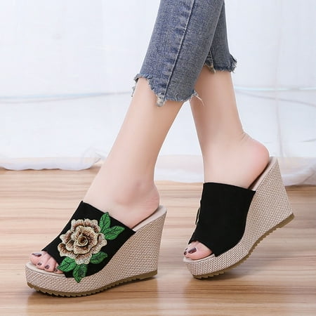 YTJX Summer Women Open Toe Breathable Sandals Flower Embroidery Slip-On Wedges Shoes
YTJX Summer Women Open Toe Breathable Sandals Flower Embroidery Slip-On Wedges Shoes