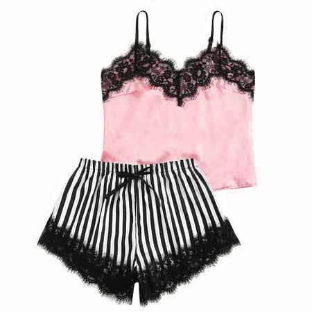 Womens Pajama Sets Pajama Pants Women V-Neck Lace Satin Striped Camisole Pajamas Sleepwear Bowknot Shorts Set Silk Pajamas for Women Matching Family Pajamas Clearance Pink M
Womens Pajama Sets Pajama Pants Women V-Neck Lace Satin Striped Camisole Pajamas Sleepwear Bowknot Shorts Set Silk Pajamas for Women Matching Family Pajamas Clearance Pink M