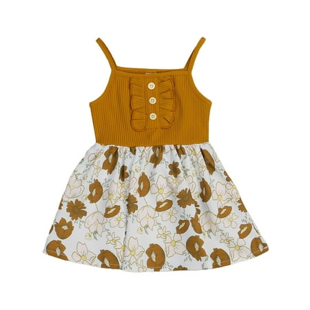 Opperiaya Toddler Baby Girls Casual Dress Sleeveless Summer Floral Dress